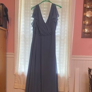 David's Bridal Blue Maxi Dress